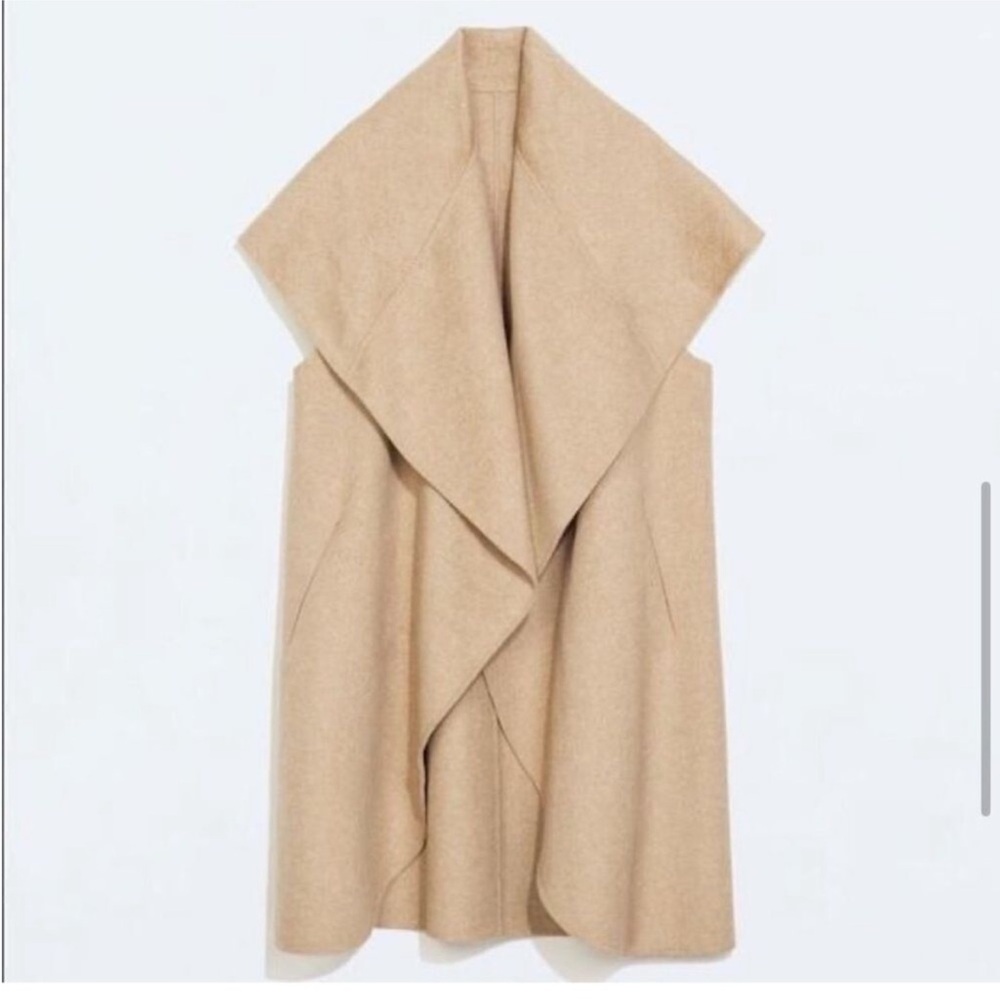 Zara camel double faced wool vest coat